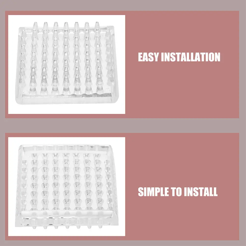 6Pcs Transparent Square Anti-Slip Furniture Pads Spikes for Chairs Sofas Tables Floor Protection Furniture Leg