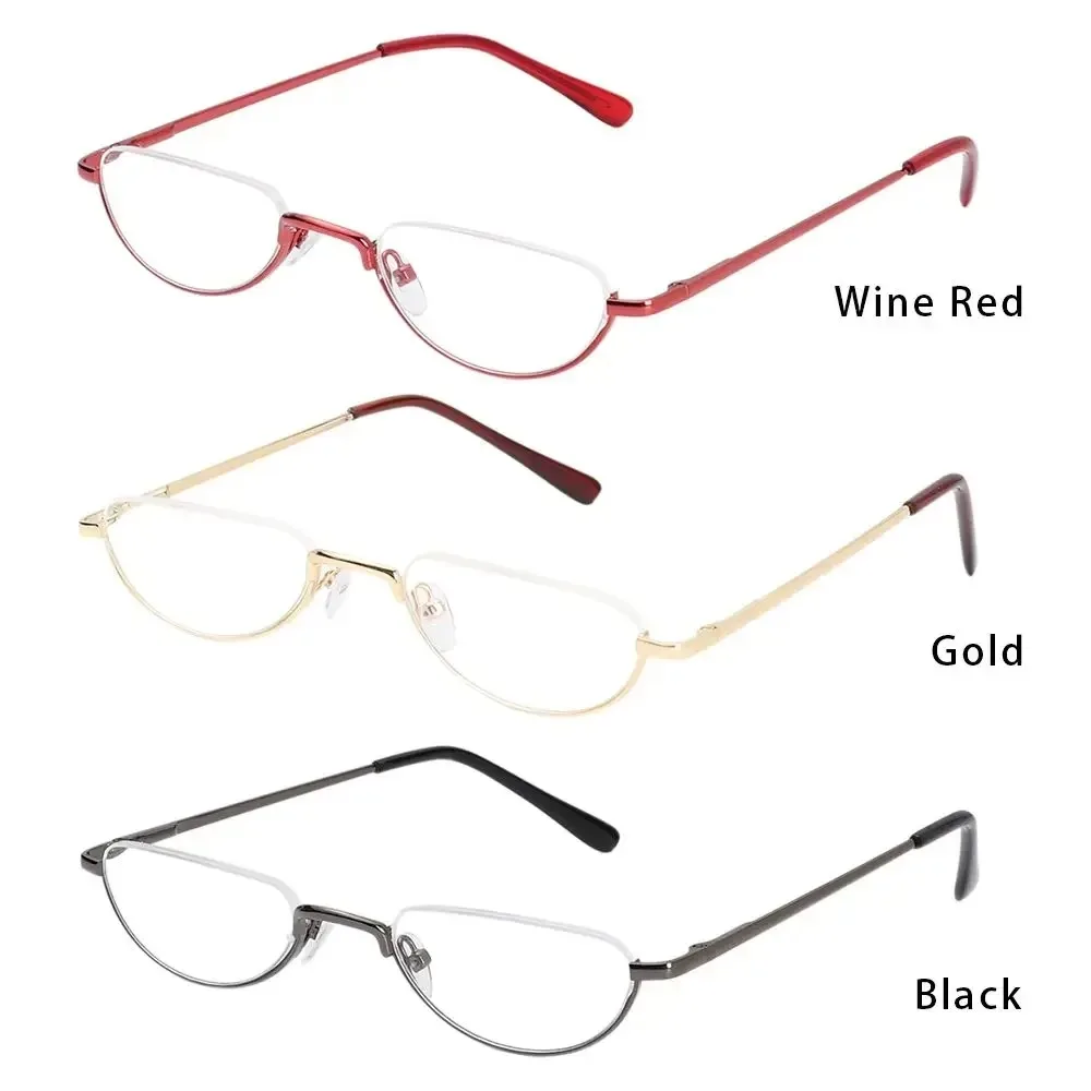 Retro-Lesebrille mit hochauflösenden Metallfederscharnieren, Halbmond-Design, Halbrandlose Lesehilfe, Optische Brille mit Kleinem Rahmen – Detail 12