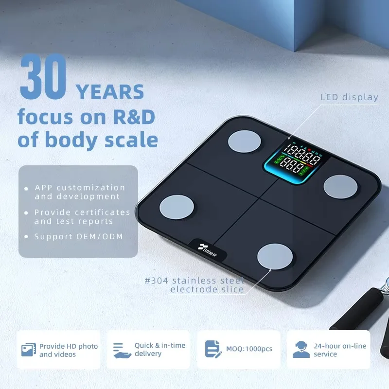 Color Light Emitting Diode Electronic Scale 180kg Smart Home Use Scale Digital High Precision Smart Bathroom Scale BMI Bluetooth