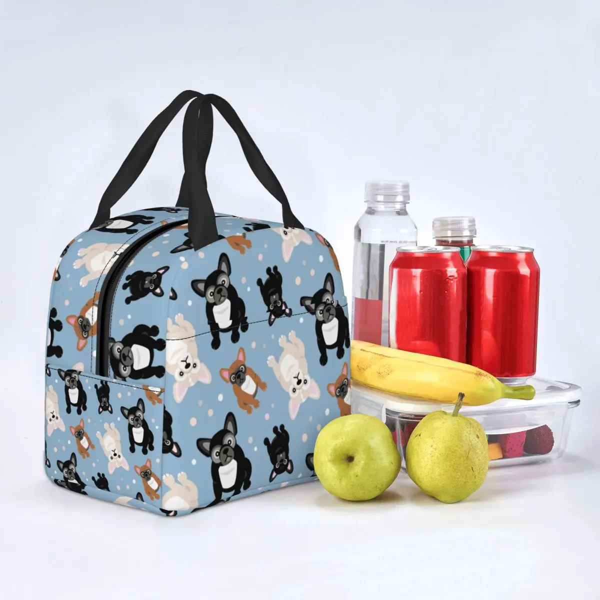 

Lunch Bags for Men Women Cute French Bulldog Frenchie Puppies Thermal Cooler Bags Portable Picnic Work Dog Tote Bento Pouch