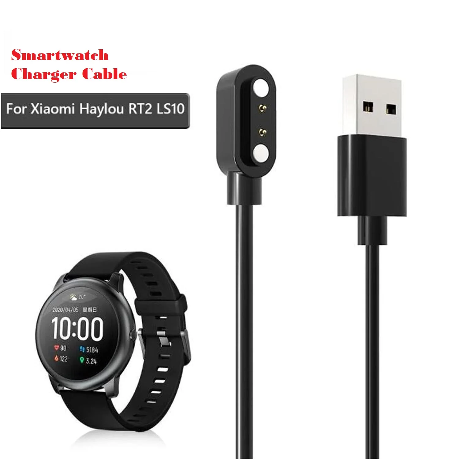 USB Charging Cable Power Base Fits for Xiaomi Haylou RT2 LS10 Smartwatch Smart Watch Magnetic Charger Cord