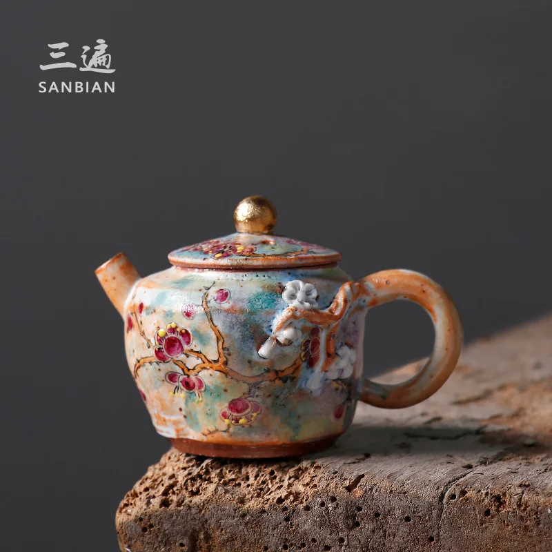 

Zeng Yao, Zhiye Shao, Hand-Painted Plum Blossom Wood Burning Pot, Women's Kung Fu Tea Cup, Personal Use Single Pot