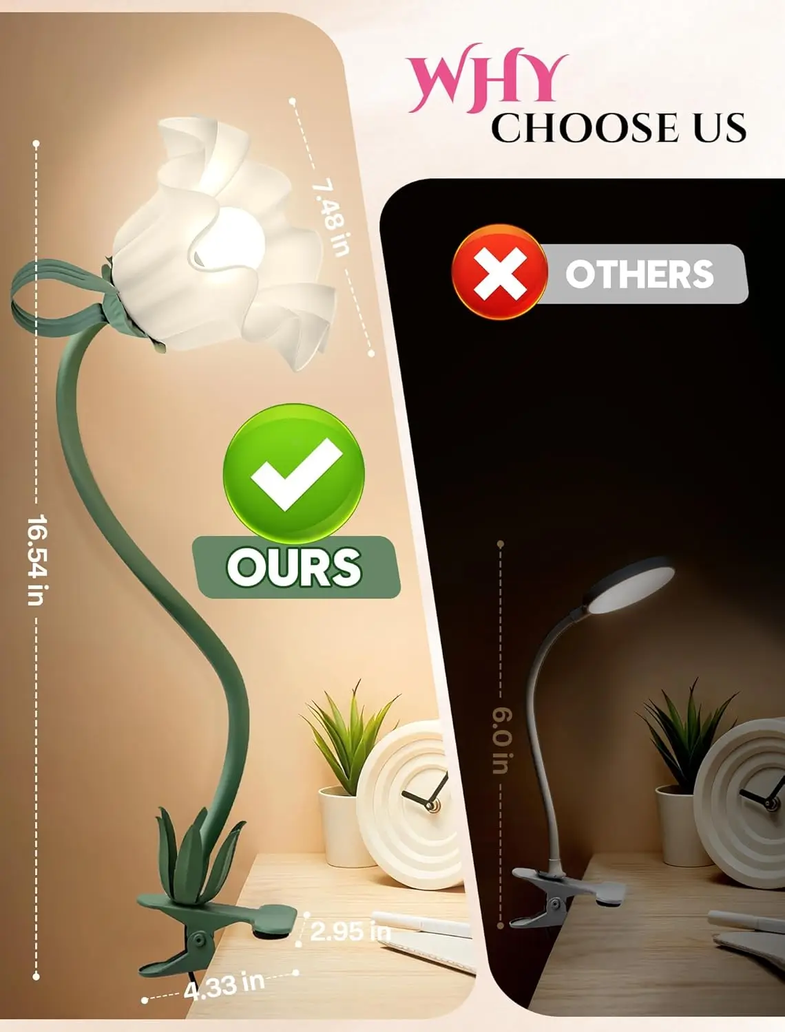 Lampe de bureau à clipser avec 3 modes de couleur, lampe de lecture flexible à col de cygne pour lit, table, crèche - Vert