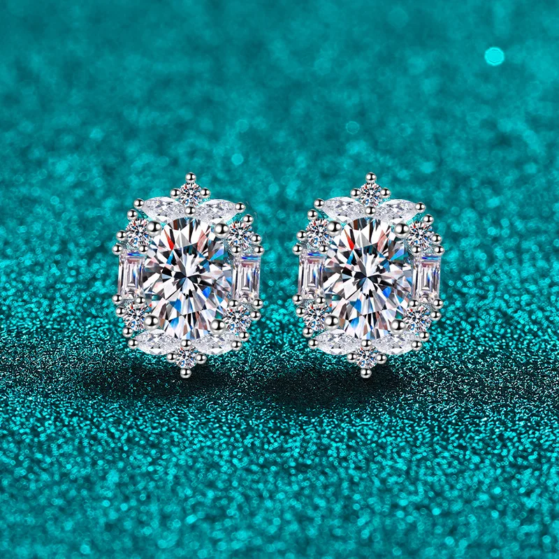 

Серьги-гвоздики из 100% стерлингового серебра 925 пробы 1 + 1 карат с муассанитом для ювелирных украшений с имитацией бриллианта, свадебной вечеринки