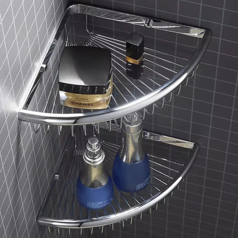 All-copper Bathroom Rack, Triangular Basket Storage Rack, Wall-mounted Wall-mounted Corner Rack