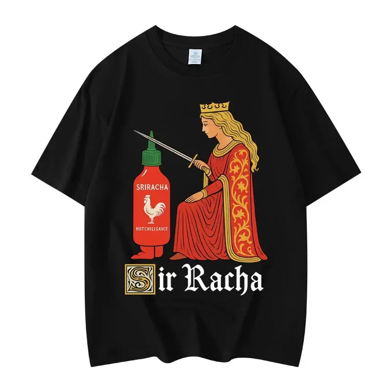 

Men's chili sauce funny meme pattern printed Y2k fashionable short-sleeved high-quality 100% cotton loose top