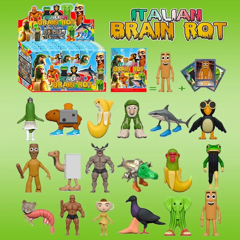 DGTSYAL Figurines Italian Brainrot – Lot De 8 Memes Cultes – PVC Léger 3,5-6,5 Cm – Déco Bureau Et Gaming