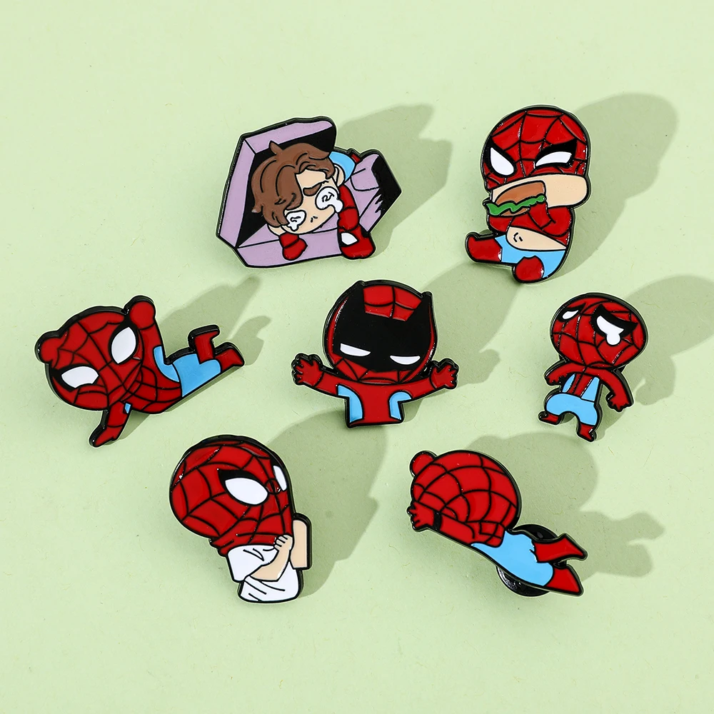 Marvel Superhero Spiderman Funny Badge Cute Cartoon Enamel Pins Jewelry Spider Man Creativity Brooch for Clothing Accessories