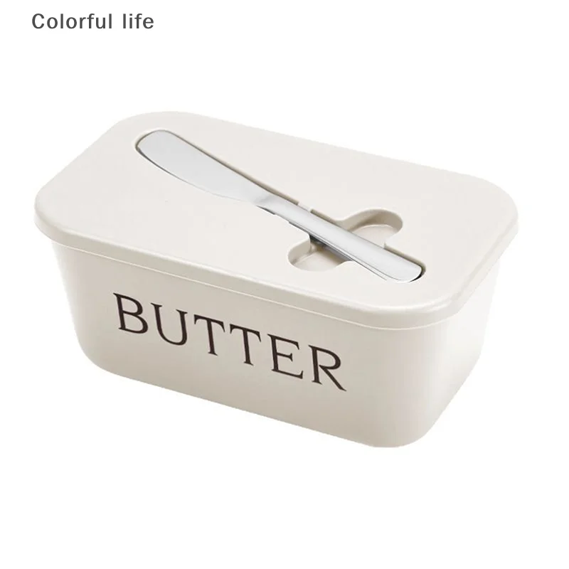حاوية الزبدة الغذاء الصف PP صندوق مطعم مختومة صندوق تخزين طبق الجبن مع سكين تقطيع الزبدة أدوات المائدة الزبدة #5