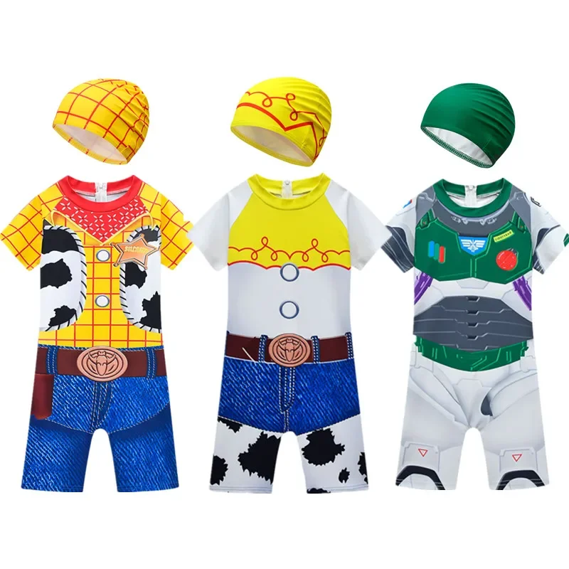 Spielzeug Geschichte Jungen Mädchen Badeanzug ein Stück und 2 stücke Badeanzug Woody Buzz Lightyear Jessie Bade bekleidung für Kinder Sommer Badeanzüge