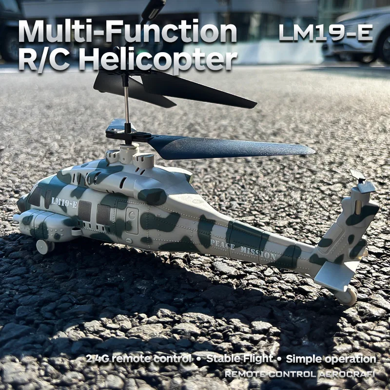 Lm19-E Black Hawk Rc Helicopter 2.4g Remote Control 3.5ch Altitude Hold 3 Speed Modes Shooting Function Kids Indoor Outdoor Toy