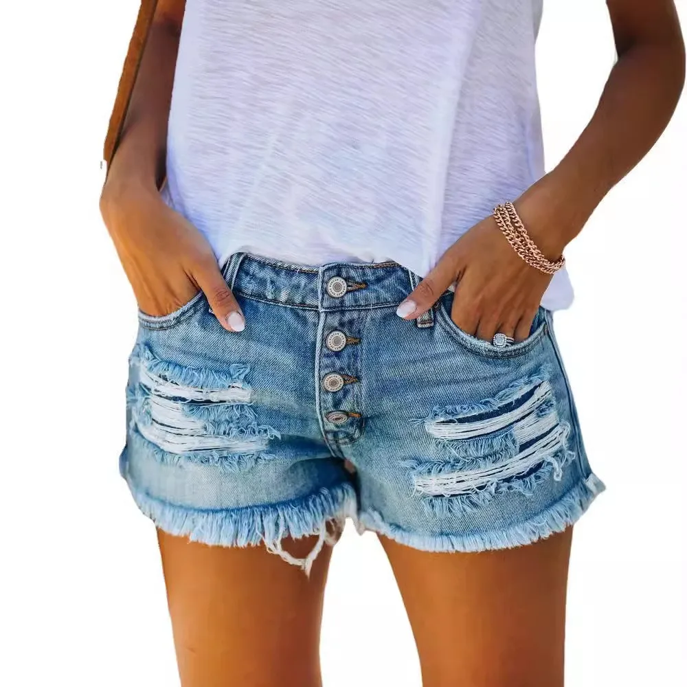 Women's Low Waist Cotton Capri Shorts Brushed Thin Skinny Washed Straight Leg Streetwear Summer Casual Bottoms for Women