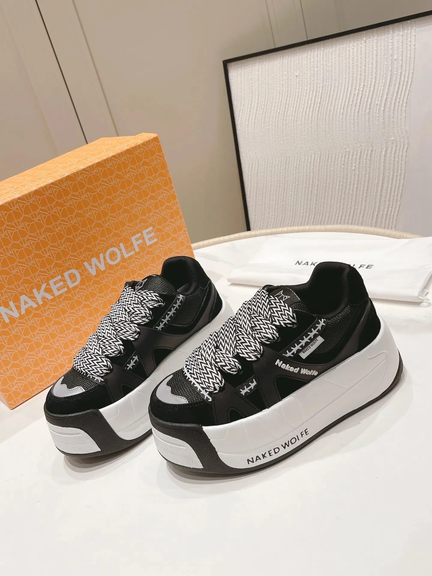 Women's Naked Shoes Wolfe Slide Platform Sneakers Black