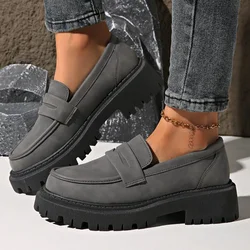 Spring Platform Women Shoes Retro Handmade Flats Suede Leather Casual Shoes Decorate Comfort Slip On Women Loafers Crawlers