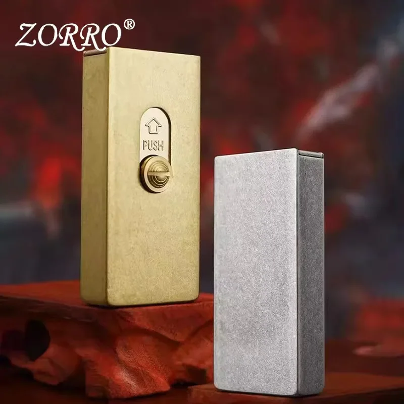 ZORRO-Pure Copper Kerosene Lighter for Men, Matchbox Shape, Push-Pull Ejection Ignition, High-end, Creative Gift