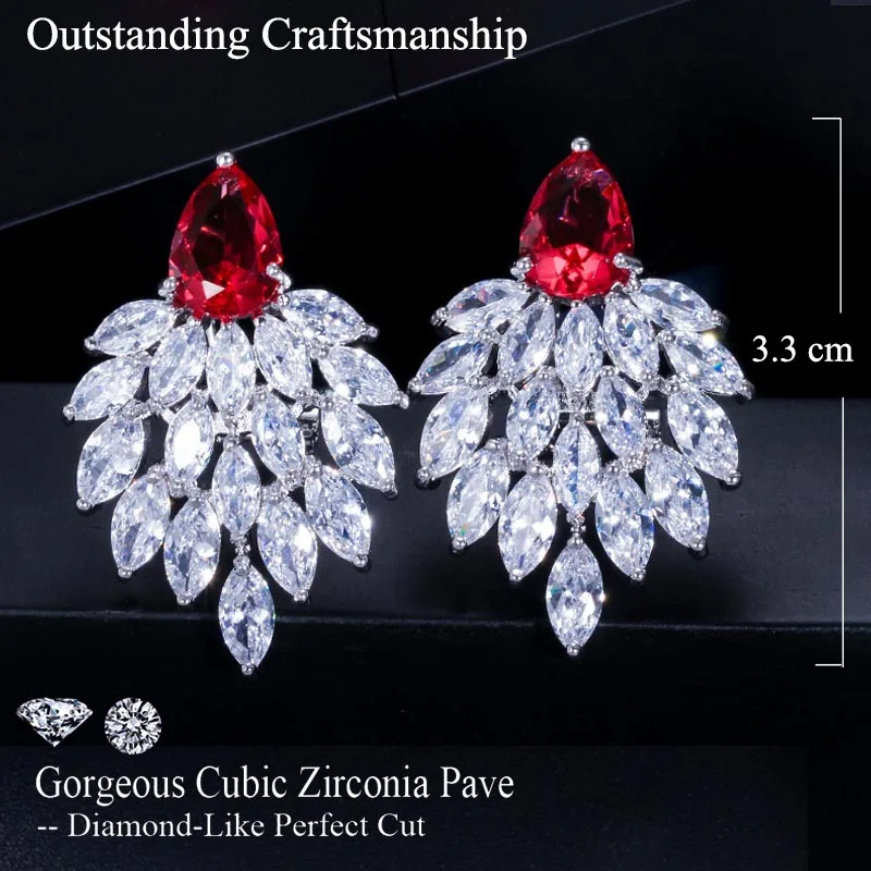 ThreeGraces Famous Brand Female Jewelry Oval Austrian Crystal Large Women Costume Statement Earrings With Green Stone ER197