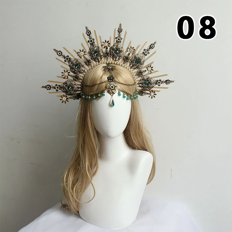 Unfinished Lolita Tiara Crown Church Mary Sun Goddess Halo Crown Lolita KC Gothic Baroque Catwalk Tiara DIY Material Package