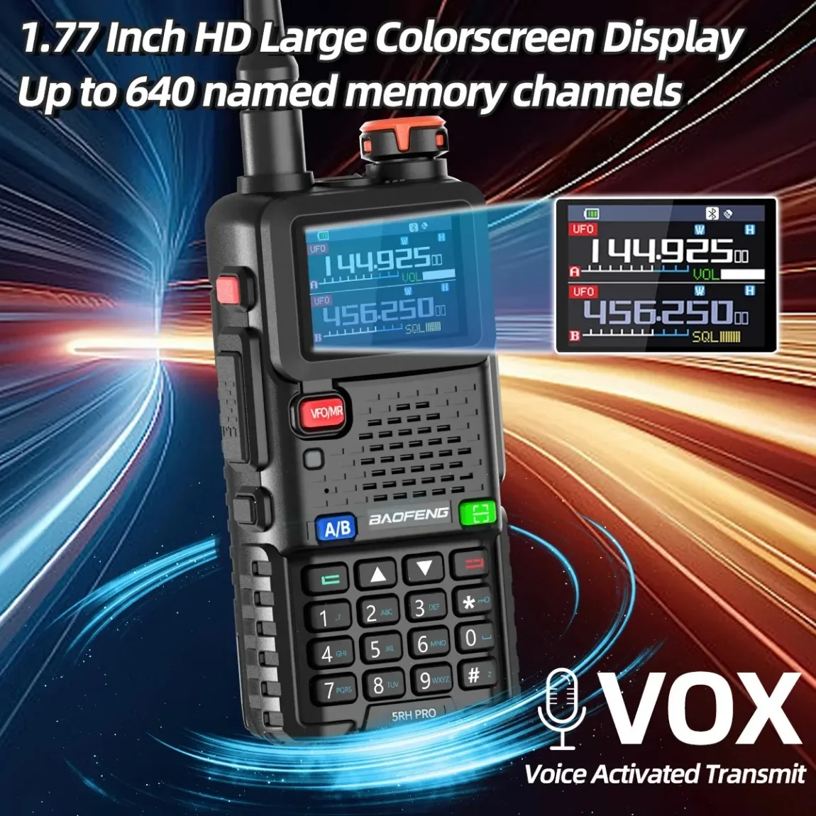 BAOFENG UV-5RH PRO GPS Walkie Talkie Bluetooth Wireless APP Programming 10W Multi Band Long Range Type-C AM Ham Two Way Radio
