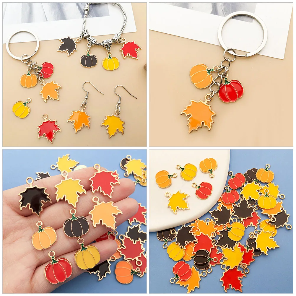 

32Pcs Pumpkin Charms Fall Halloween Pendants for Jewelry Making Bracelets Earrings Leaf Charms Metal Holiday Accessories