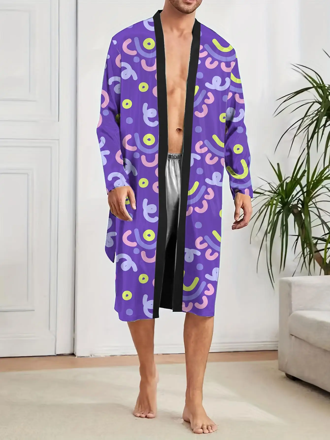 1pcs Men's Robes 2026 Spring/Summer Graphic 3D Printed Bathrobe sleepwear robe Breathable Sleepwear Robe man