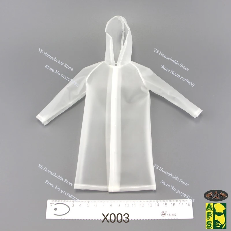 AFS-Imperméable à capuche transparent à manches longues, soldat blanc, cardigan, accessoire de scène de pluie, figurine articulée de 12 "ouvertement, X003 1/6