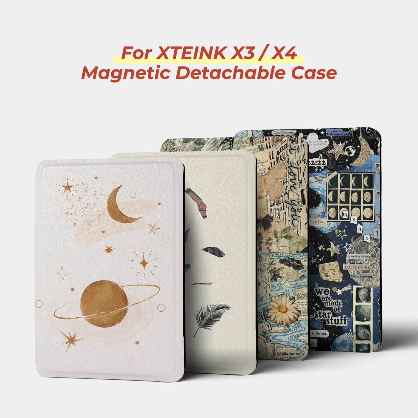 Twosheep Abstract Art Magnetic Detachable Case suit for XTEINK X3, XTEINK X4 Detachable Cover Clear TPU Back Shell Slim Guard