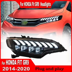 Car LED Headlights for Honda Fit Jazz 2014 2015 2016 2017 2018 2019 2020 Head Lamp LED DRL Red Evil Eye Dynamic Signal lights