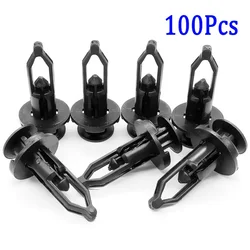 100 pcs 9mm Car Bumper Rear Cover Push-type Clamp Black Plastic Fixed Clip For Toyota 52161-16010 Auto Door Clips