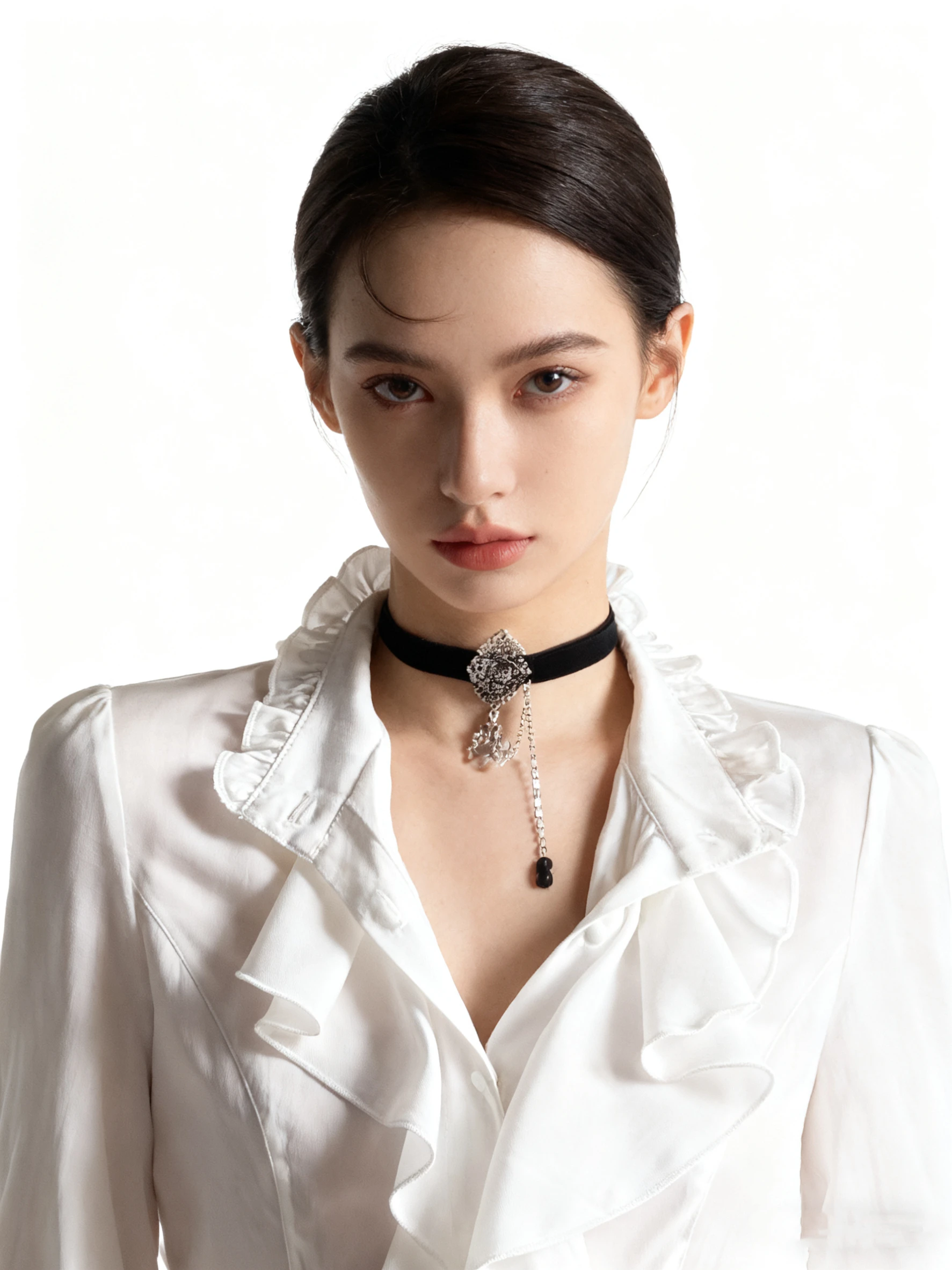 Y2k French Elegant High-End Slim Vintage Ruffled Long Sleeve Women Shirts 2000s Autumn England Style Pure Color Dark Blouse Chic