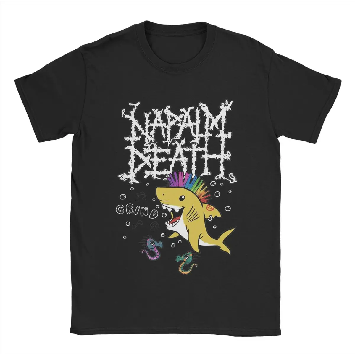 Vintage Napalm Death Shark T-Shirts for Men Round Collar 100% Cotton T Shirt Short Sleeve Tees Printing Clothes