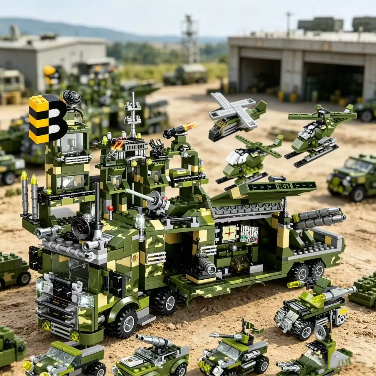 

8-in-1 Special Police Frontline Tank Assembly Model Toy Brick War Machine Educational Building Blocks for Kids