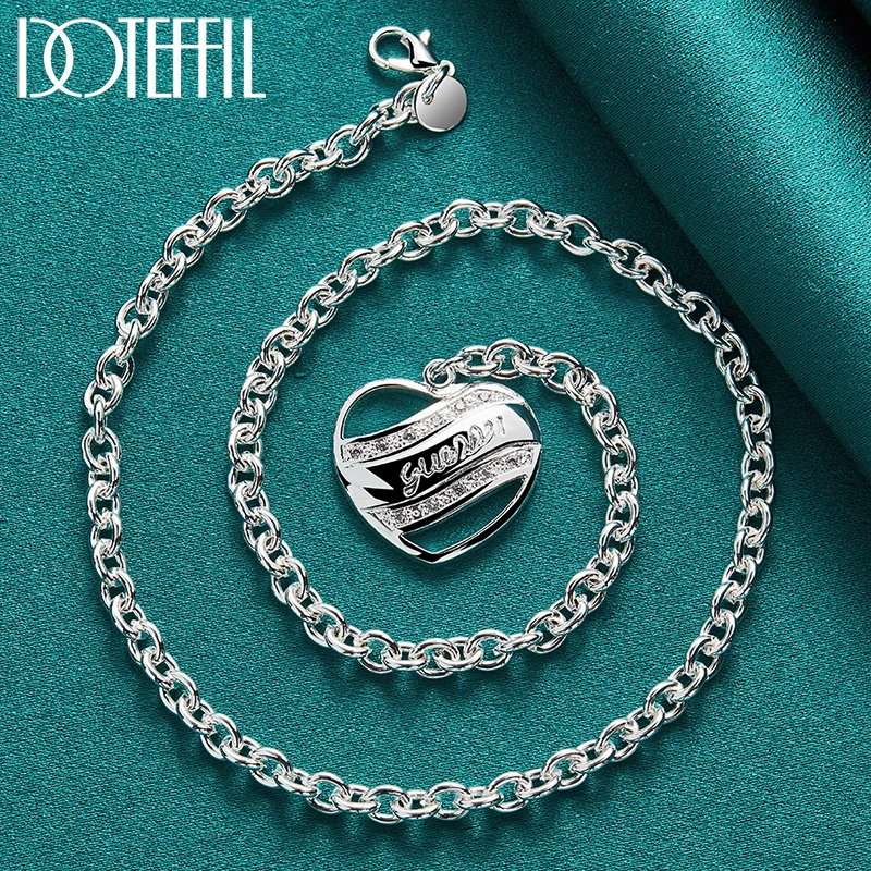 DOTEFFIL collana con ciondolo a cuore in zircone AAA in argento Sterling 925 per gioielli da donna con ciondolo per feste di moda