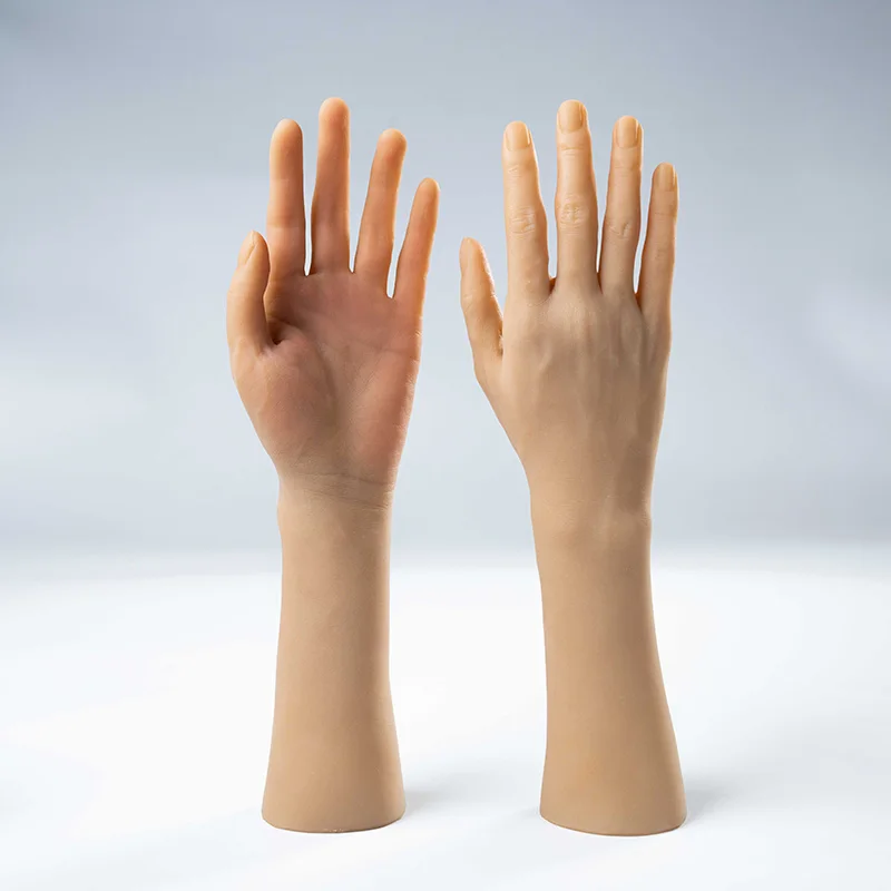 Silicone Simulation Male Hand Model  Medical Painting Teaching Props for Shooting Watch Display Fake Nail Art TPE DW04