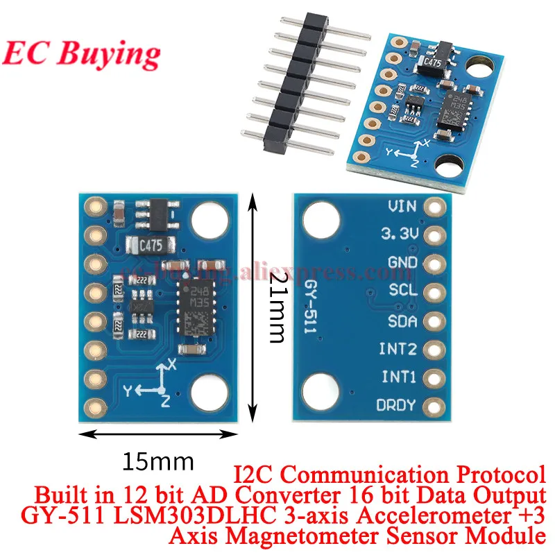 1Pc-10Pcs GY-511 LSM303DLHC 3-Axis Electronic Compass Acceleration Accelerometer Three-axis Magnetometer Sensor Module LSM303