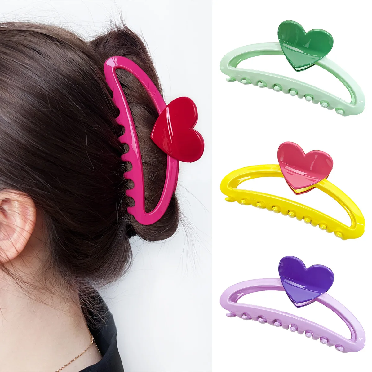 1 Pcs Women's Hair Claws Love Dopamine Sweet Cool Cute Kawaii Hair Grabs Fashionable Simple Versatile Hair Accessories For Girl