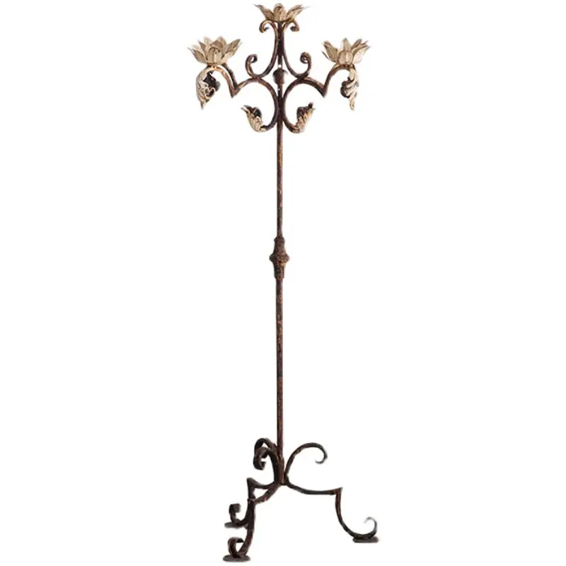 

Floor candle candle holder wrought iron creative B & B old decoration French bedside table
