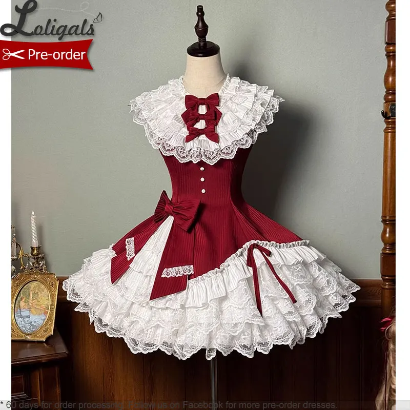 Pre-Order ~ Sweet Lolita JSK Dress Layered Ruffle Casual Mini Party Dress ~ Miss Tsundere by Alice Girl