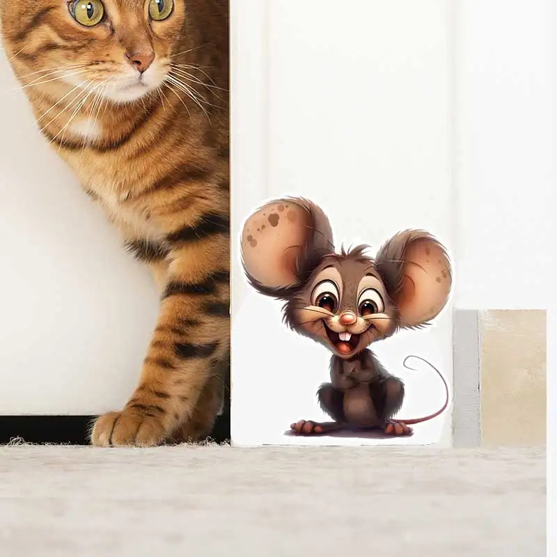 

Cute mouse wall stickers children's room background decoration mural animal home decoration self-adhesive wallpaper CM80