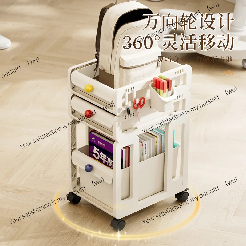 School bag shelf Movable bookshelf Office under desk trolley Home student book sorting storage shelf