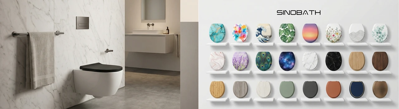 SINOBATH WC-Sitz mit Soft-Close-Funktion, WC-Sitz aus Holz, universeller Toilettensitz, langlebiger, stabiler MDF-Toilettensitz, belastbar bis 190 kg, einfache Installation, Zinklegierungsscharnier, antibakteriell und leicht zu reinigen – Detail 1