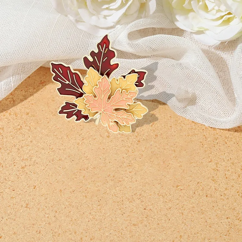Maple Leaf Soft Enamel Pin Custom Multi-layer Brooches Bag Lapel Pin Cartoon Plant Jewelry Gift for Kids Friends