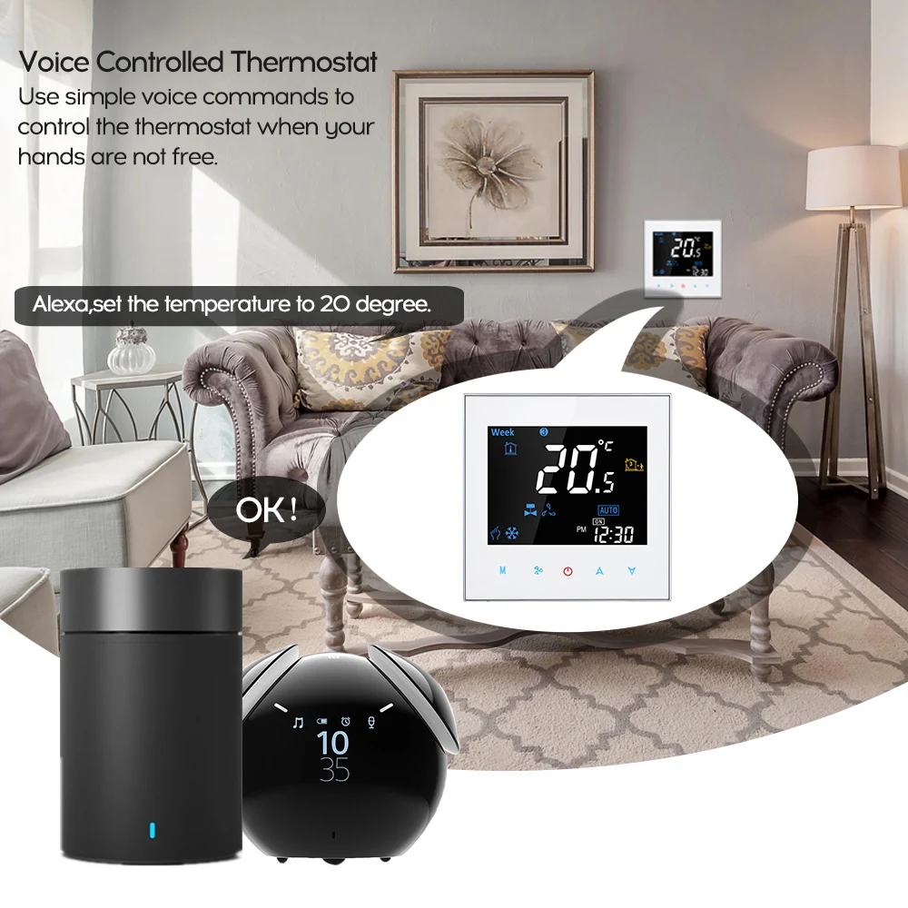 

Four Pipe Wifi Voice Intelligent Room Thermostat Digital Programmable Temperature Controller for Air Conditioner