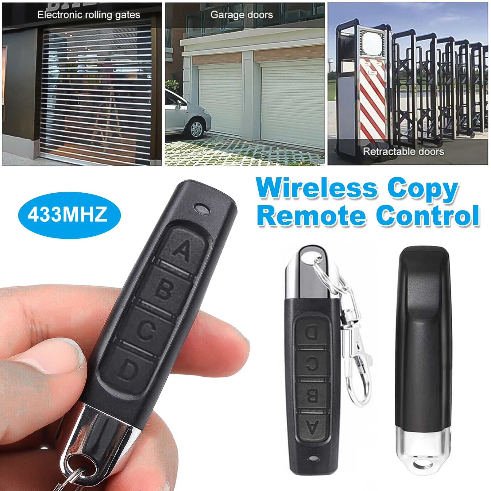 

433MHz Clone Remote Control Universal 4Key RF Copy Remote Control Garage Gate Door Opener Remote Key Duplicator for Home Safety