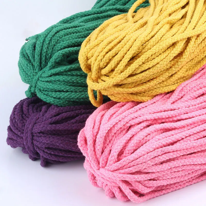 10/5Meters 5mm Colored Cotton Twisted Rope DIY Craft Decorative Drawstring Belt Handmade Bag Accessories Woven Cord