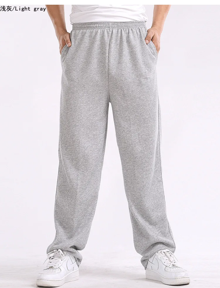 Spring and Summer Thin Elastic Waist Sports Pants for Men Loose Straight Cotton Casual Long Pants for Men Plus Size Fat Pants