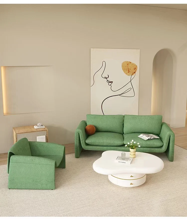 

Small Unit Nordic Creative Cream Style Fabric Sofa Light Luxury Apartment Living Room Double Sofa Combination