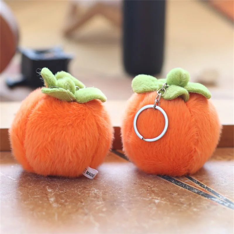 พวงกุญแจตุ๊กตาผลไม้รูปลูกพลับ ของตกแต่งกระเป๋า ของขวัญชิ้นเล็กๆ งานแฮนด์เมดสุดพิเศษ ขนาด 8 ซม.