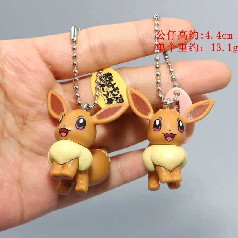 Pokemon Cartoon Eevee PVC Action Figure Keychain Anime Cute Backpack Pendant Doll Car Key Ring Bag Ornaments Jewelry Kids Gift