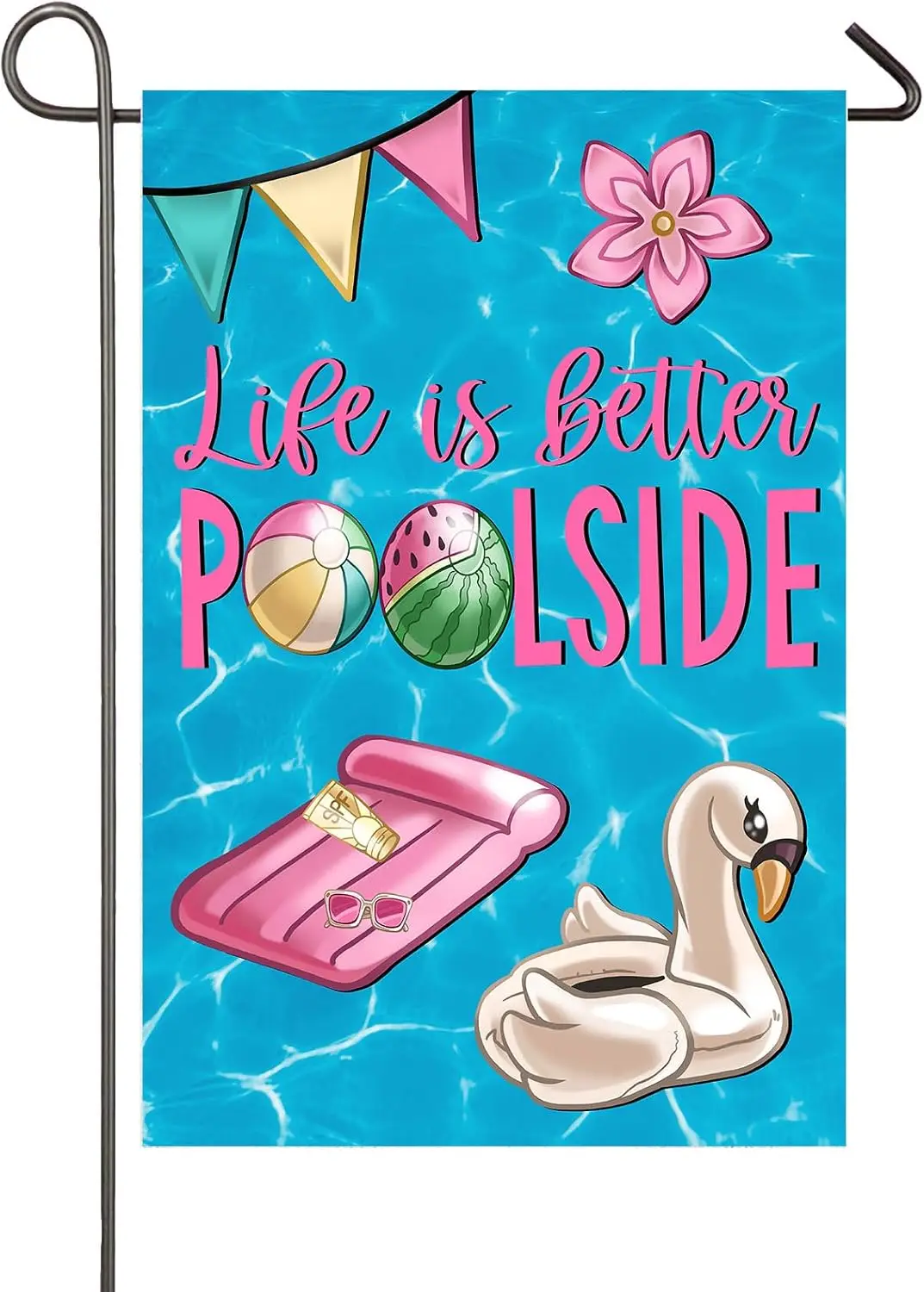 Pool Garden Flag 12x18 Inch Double Sided Life is Better Flamingo Summer Yard Flags for Outside Poolside Decor Seasonal Outdo uui