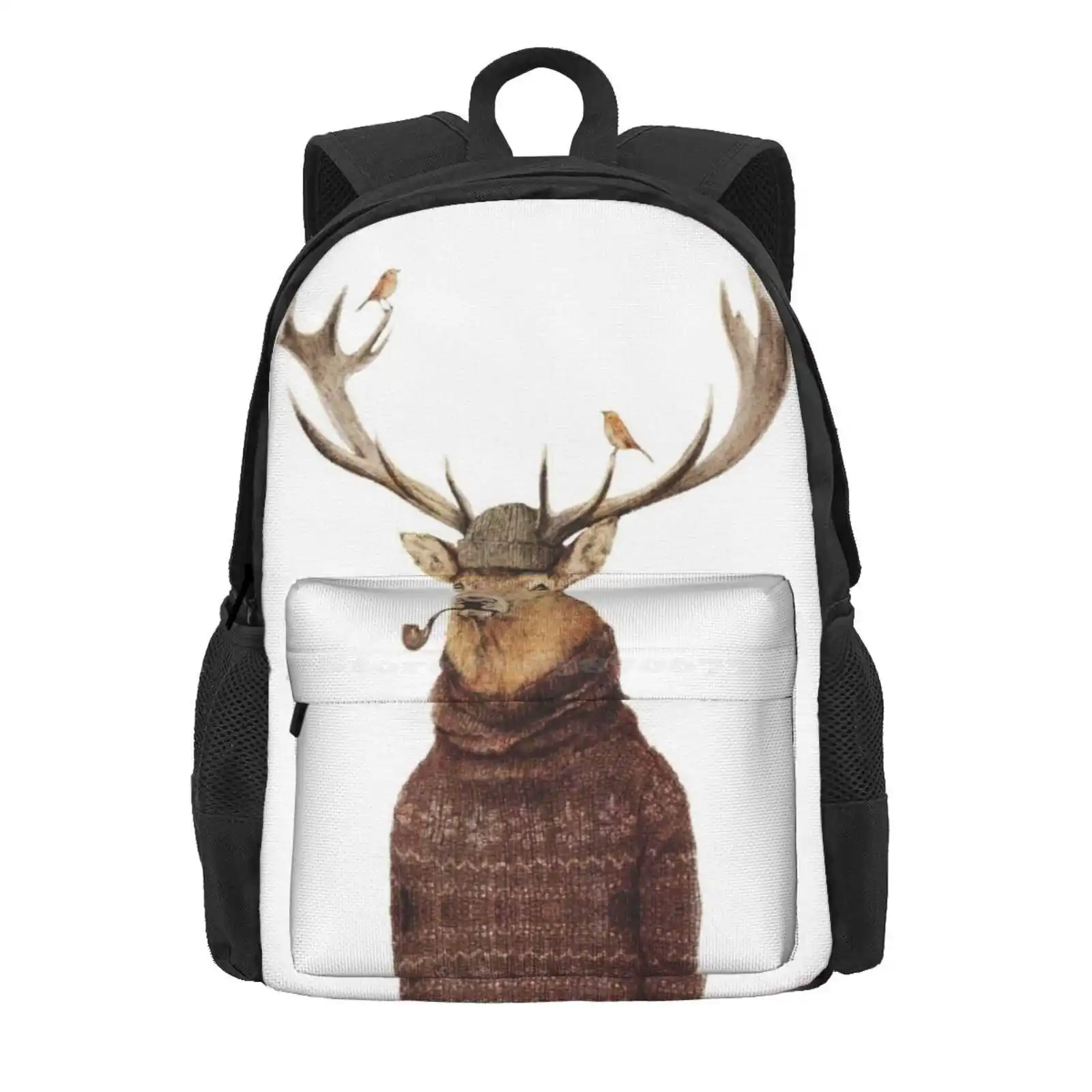 Wild Thinking Hot Sale Schoolbag Backpack Fashion Bags Wild Animals Retro Old Jungle Forest Nature Deers Wildlife Vintage